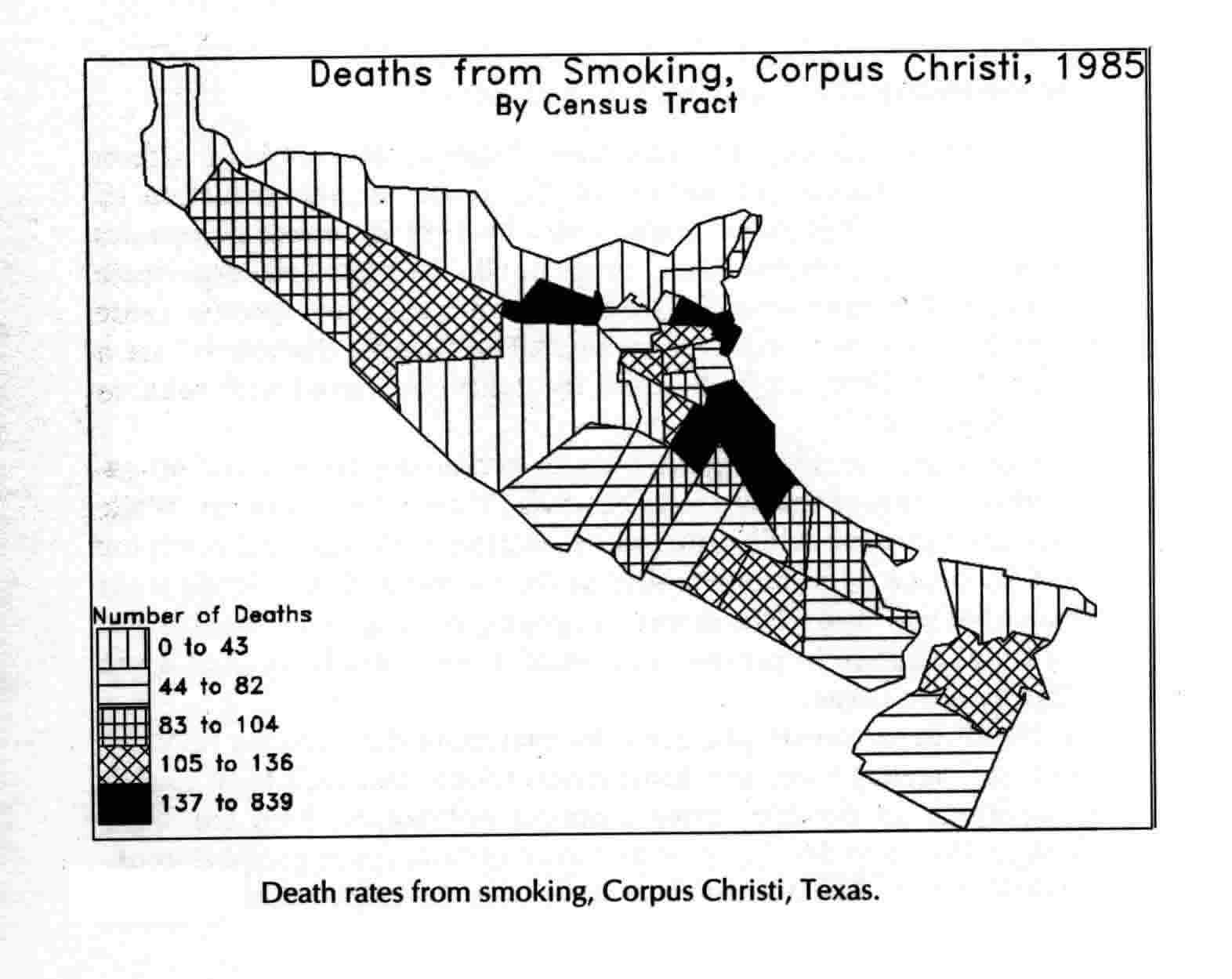 gis census tract map of smoking deaths in Corpis Christi, TX